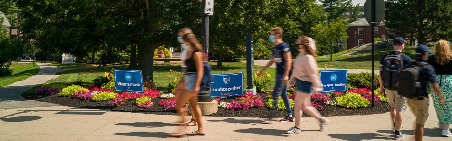 UNH students wearing masks on campus