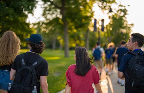 students walking on UNH campus