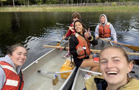 Collecting samples with a project group in my honors biology lab in 2021.