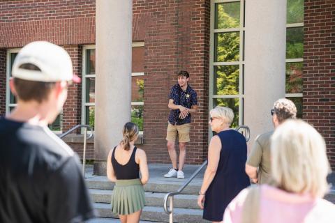 UNH student giving a tour