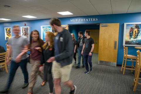 UNH students leaving MUB theater