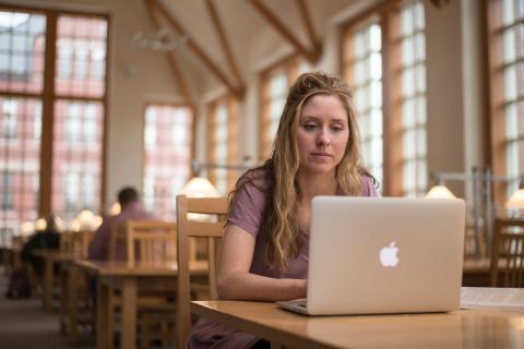 UNH student studying