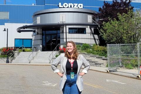 Kathryn standing in front of Lonza