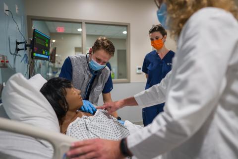 UNH students working in Health Sciences Simulation Center