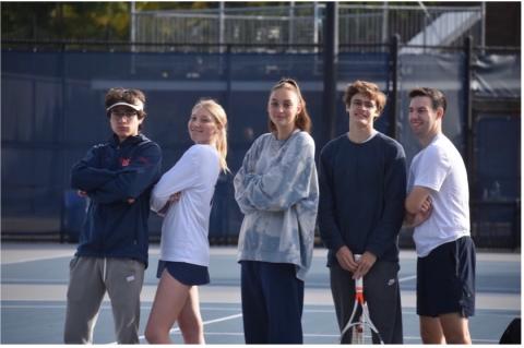 UNH club tennis students on court
