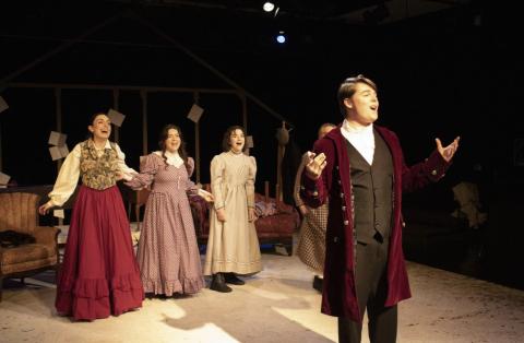 Gavin '25, dual major in musical theatre and business administration, performing in "Little Women" at UNH