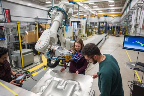 UNH students working in the John Olson Advanced Manufacturing Center