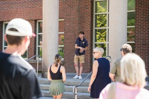 Prospective students and their families taking a guided tour of UNH