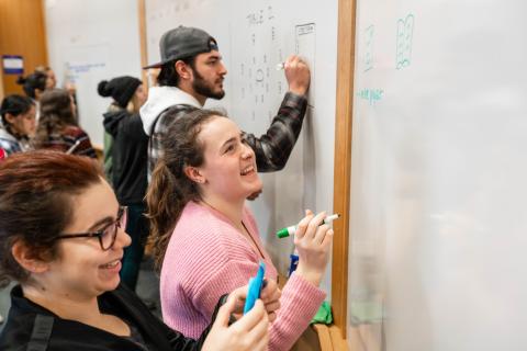 UNH students collaborating in an honors course