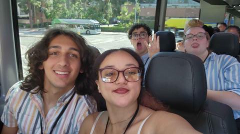 My McNair peers and I on the bus to the University of Southern California (USC) to take a tour of the campus.