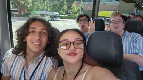 My McNair peers and I on the bus to the University of Southern California (USC) to take a tour of the campus. 