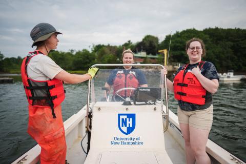 UNH students researching on the Great Bay