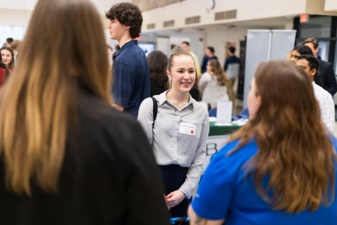 UNH student at the Career and Internship Fair