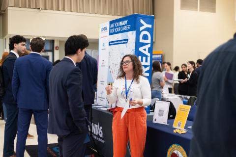 UNH student at the Career and Internship Fair