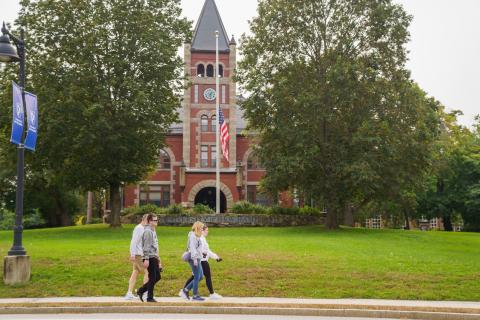 UNH family walking on campus