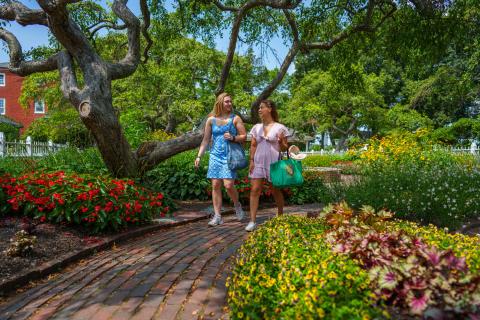 UNH students in Prescott Park gardens in Portsmouth, NH