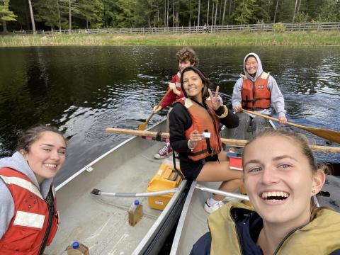 Collecting samples with a project group in my honors biology lab in 2021.