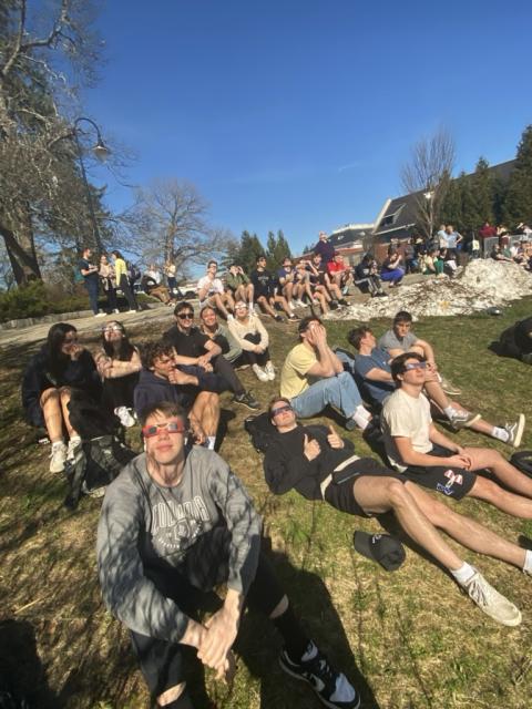 My friends and I watching the solar eclipse on campus