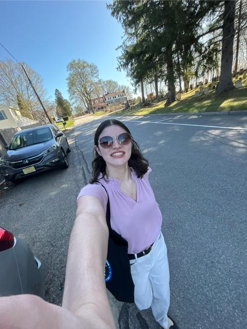 UNH student walking 