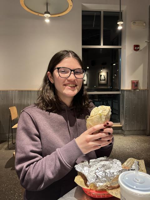 Posing with my burrito at Chipotle!
