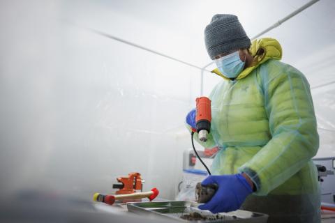 Conducting research on permafrost microbial communities