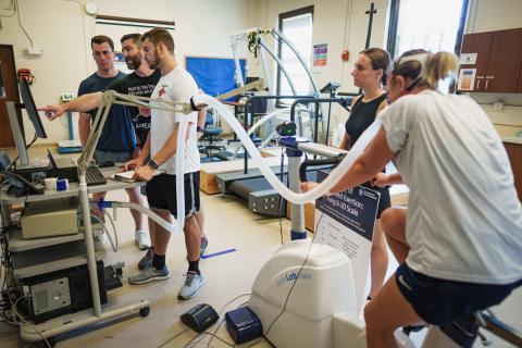 Gabe collecting data for a Summer Undergraduate Research Fellowship (SURF) grant study on Circadian Misalignment and Metabolic Flexibility