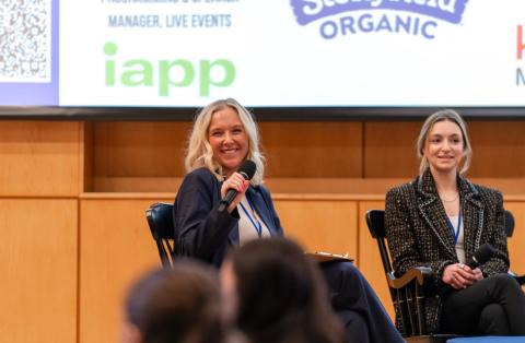 Sam serving as a moderator for the Marketing Professionals Panel at the UNH Marketing and Advertising Club's Summit for Marketing and Advertising Careers (MAC SMAC), the biggest event she led and organized