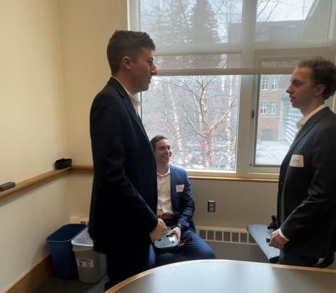 UNH students practicing business pitch