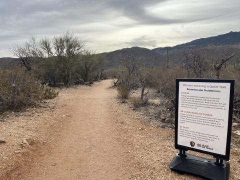 Leave No Trace signage in Saguaro National Park