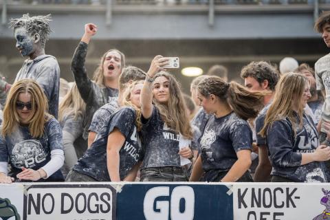 UNH students cheering on the Wildcats