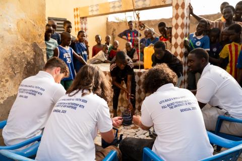 Daara students teaching us how to wash ourselves before praying 