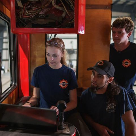 Engineering Student Interns working on a project
