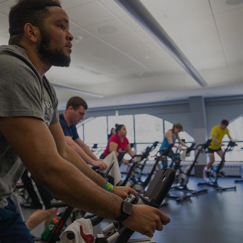 students cycling at hamel rec center